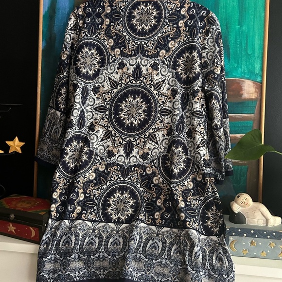 Marie Claire Y2K Navy and White Patterned Mini Dress Large - Picture 8 of 16